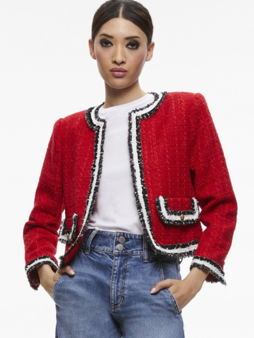 Alice + Olivia Landon Tweed Cropped Jacket Size M